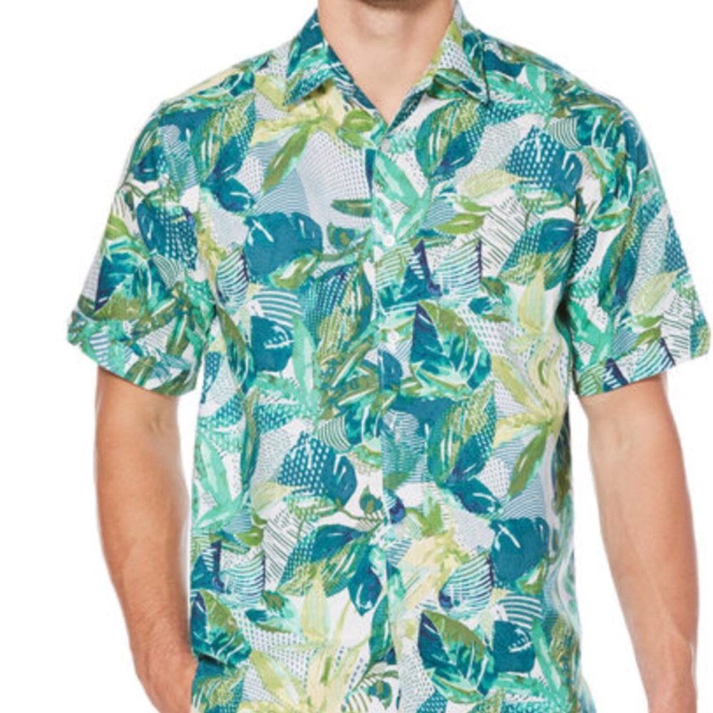 NEW! Cubavera Men's Short-Sleeve Tropical Shirt L